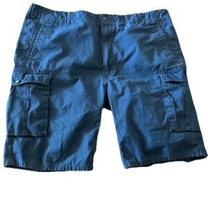Levi's Cargo Shorts Size 42 Flat Front Blue Textured Chino  Inseam Cotton Long‎